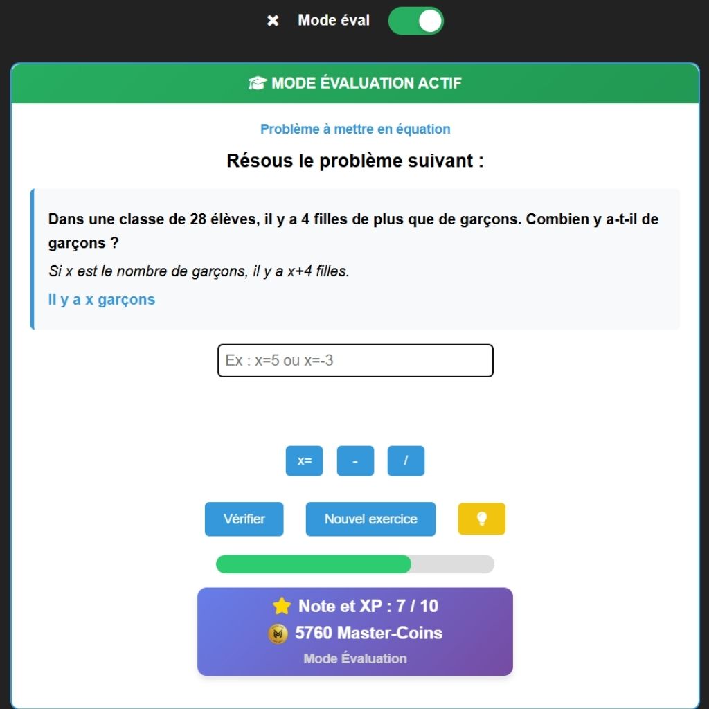 Exercice d'équation